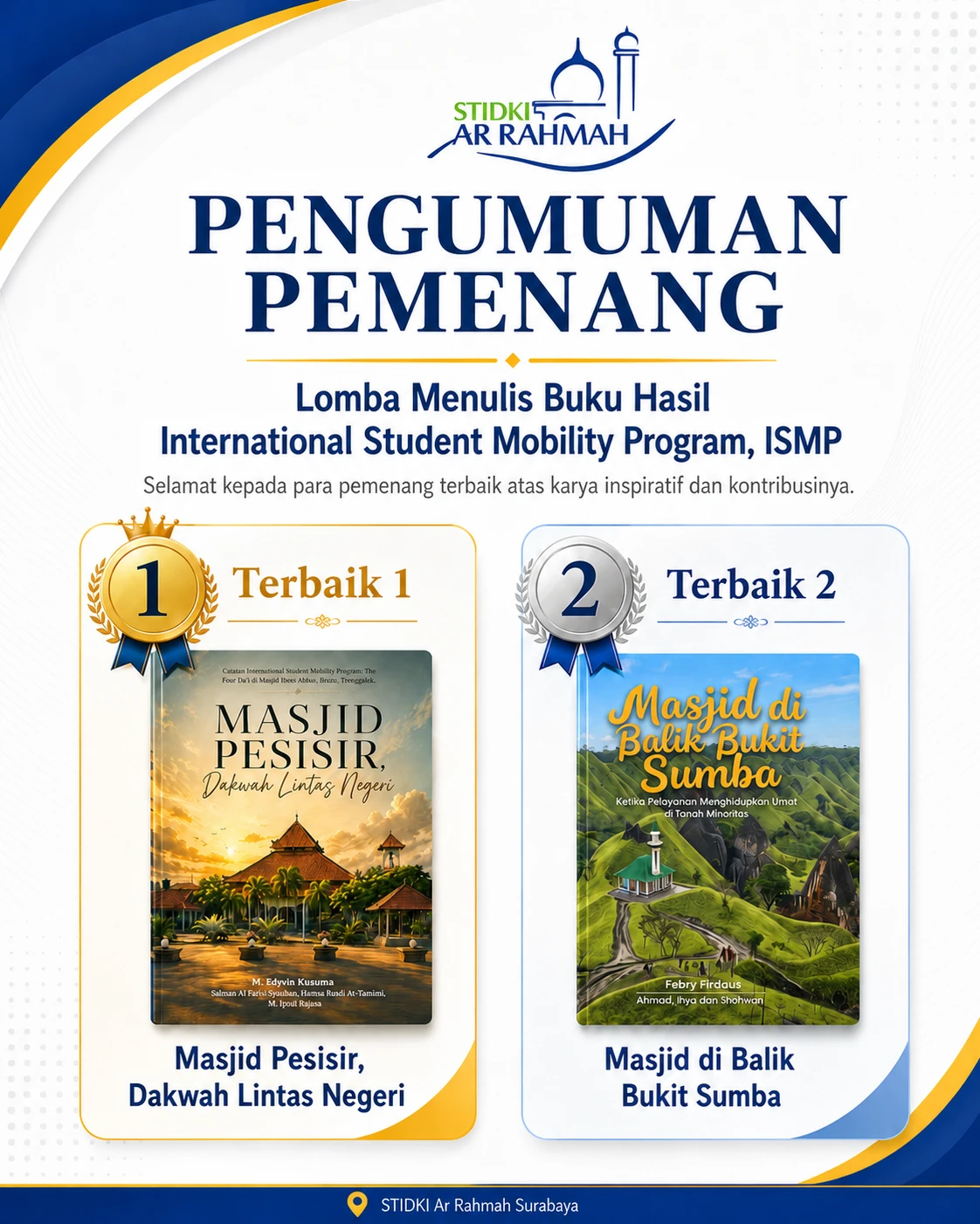 STIDKI Ar Rahmah Umumkan Pemenang Lomba Menulis Buku Hasil International Student Mobility Program (ISMP)